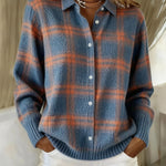 Ruitprint shirtjas blauw-oranje