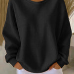 Wafeltrui met crewneck zwart