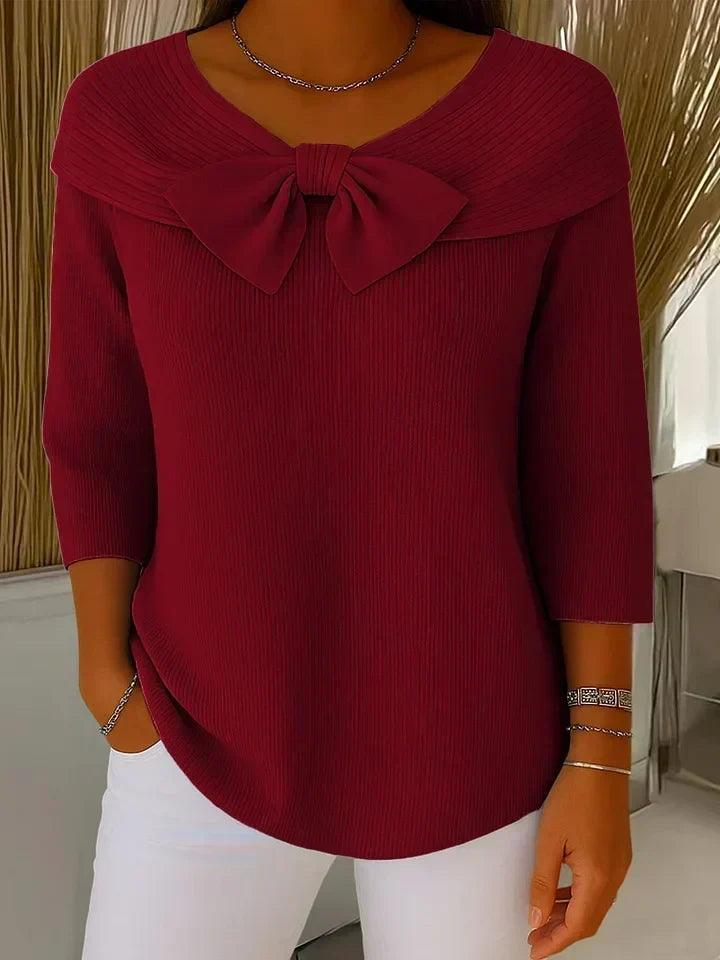 Bow-detail ribtrui rood