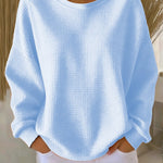 Wafeltrui met crewneck hemelsblauw