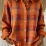 Ruitprint shirtjas oranje