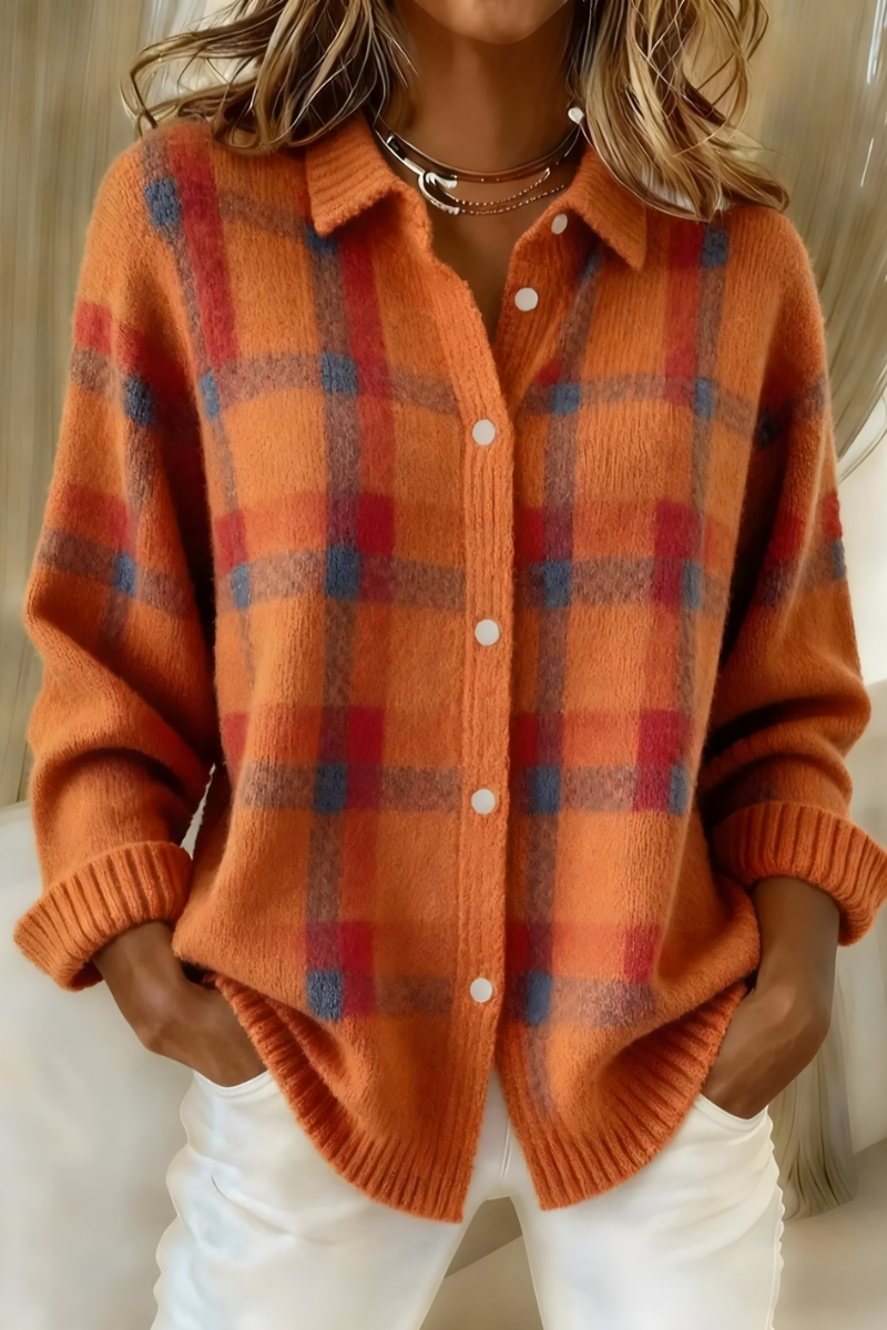 Geruite cardigan met knopen