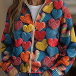 Cardigan met rits en hartjesprint
