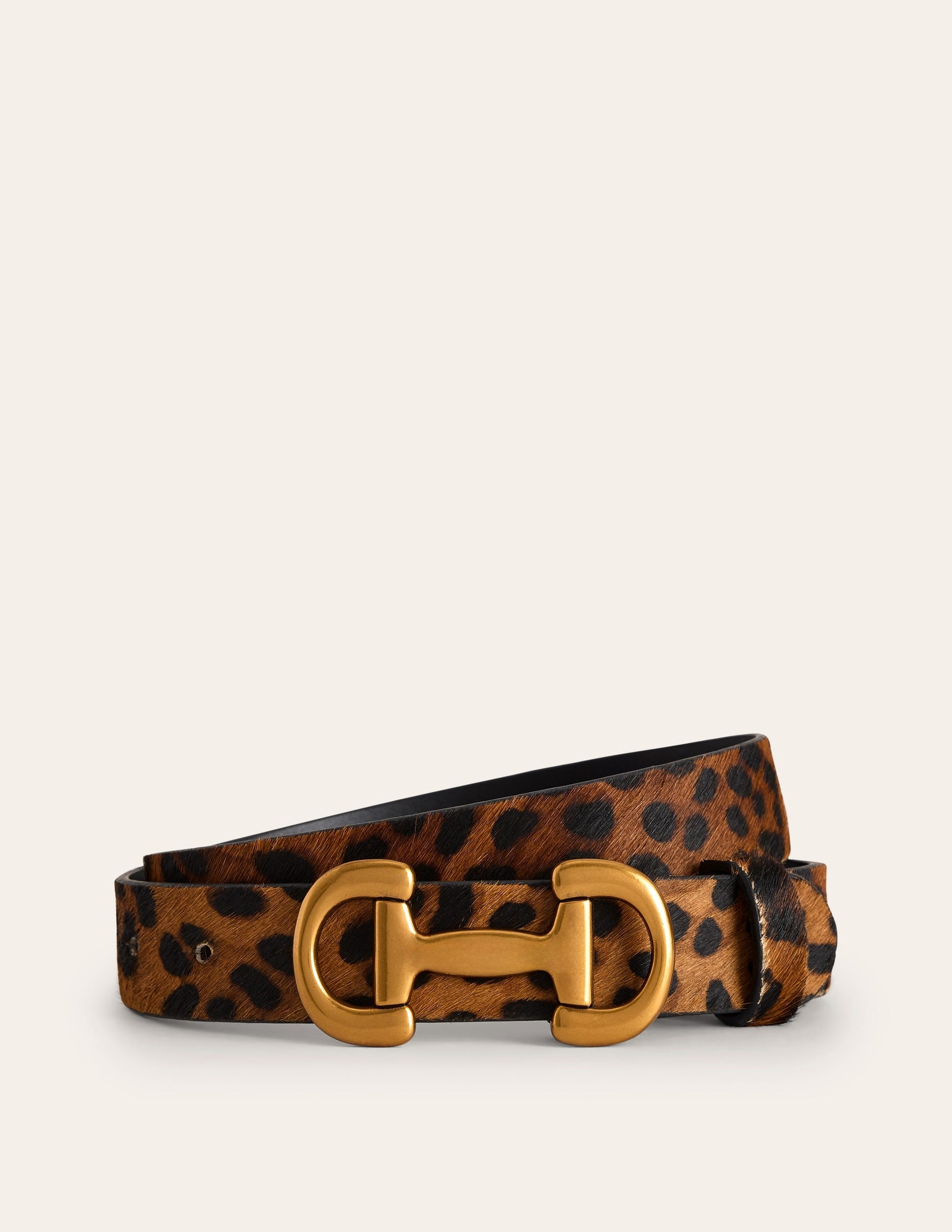 Iris Snaffle-Trim Leather Belt Leopard - front