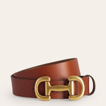 Iris Snaffle-Trim Leather Belt Tan - front