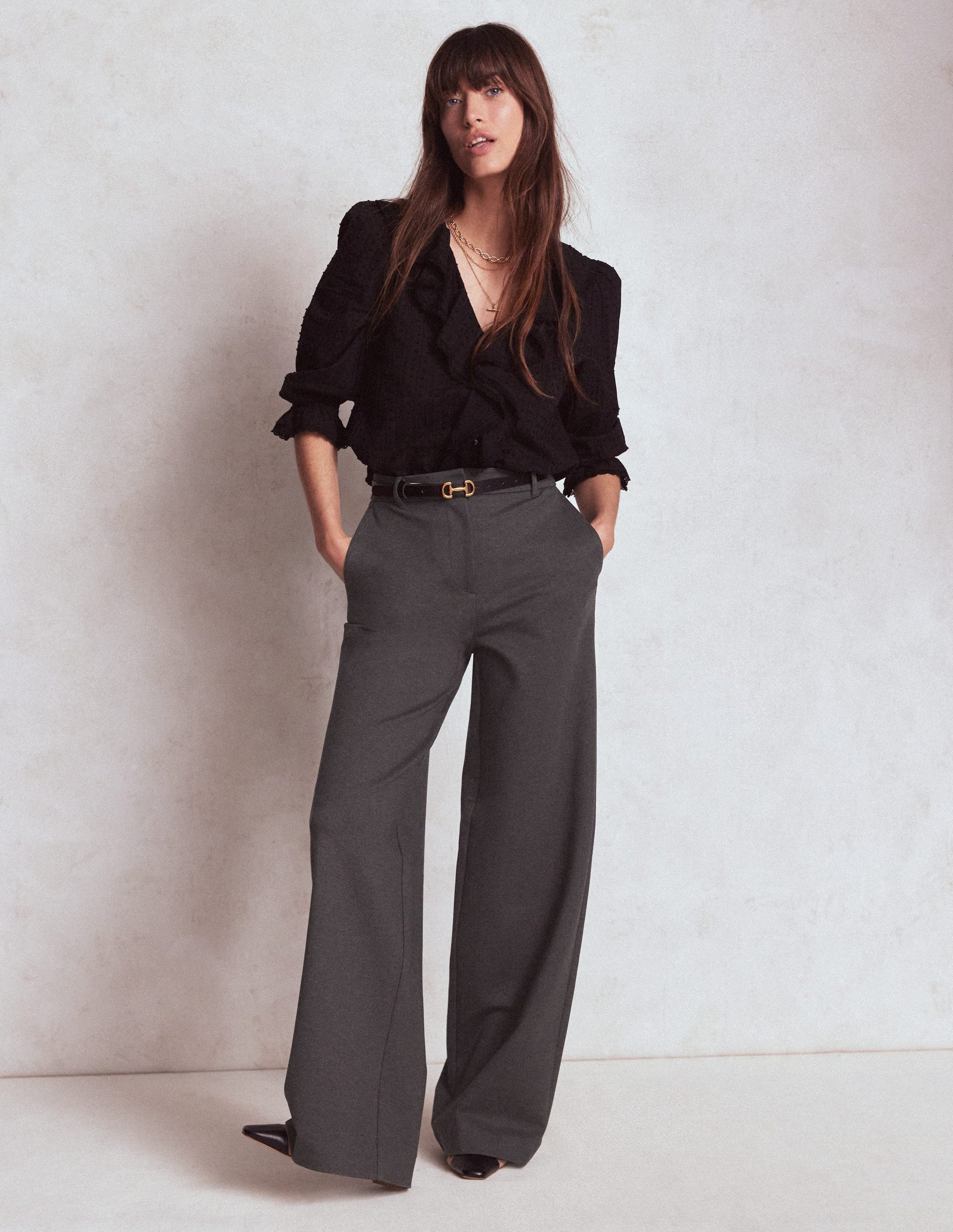 Belgravia Ponte Trousers Charcoal - front