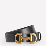 Iris Snaffle-Trim Leather Belt Black - front