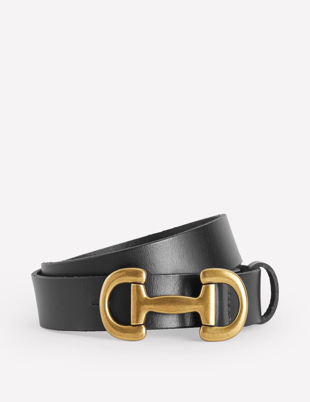 Iris Snaffle-Trim Leather Belt Black - front