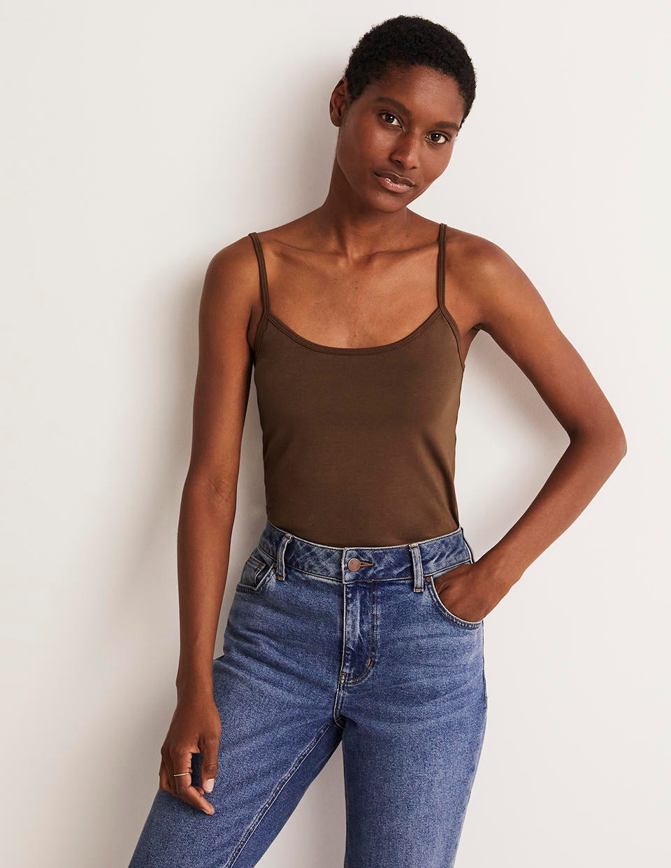 Plain Cami Top Deep Brown - front