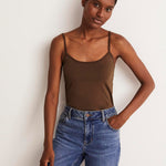 Plain Cami Top Deep Brown - front