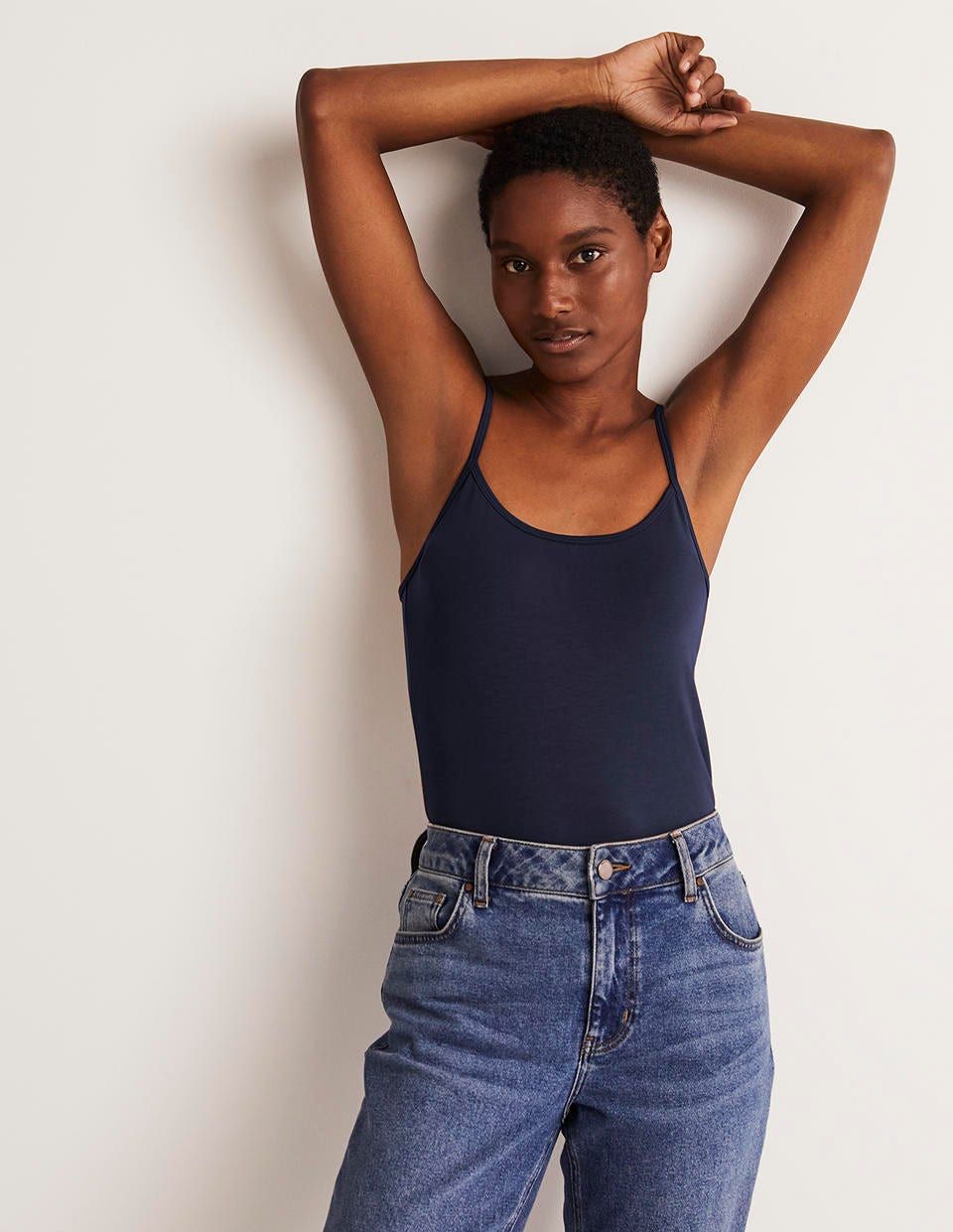 Plain Cami Top Navy - front