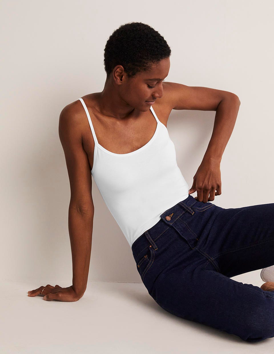 Plain Cami Top White - front