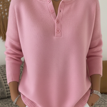Roze henley trui met knopen