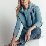 Marta Merino Wool Crew Jumper Blue Aura - front