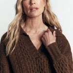 Collared Cable Knit Jumper Raw Umber - detail