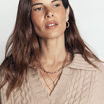 Collared Cable Knit Jumper Oatmeal - detail