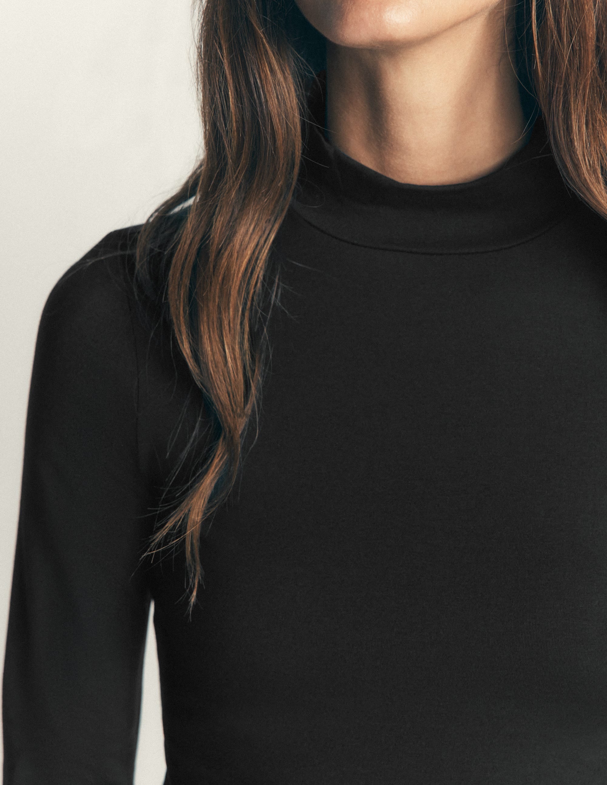 High Neck Jersey Top Black - detail