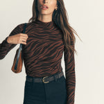 High Neck Jersey Top Potting Soil Zebra Swirl - front