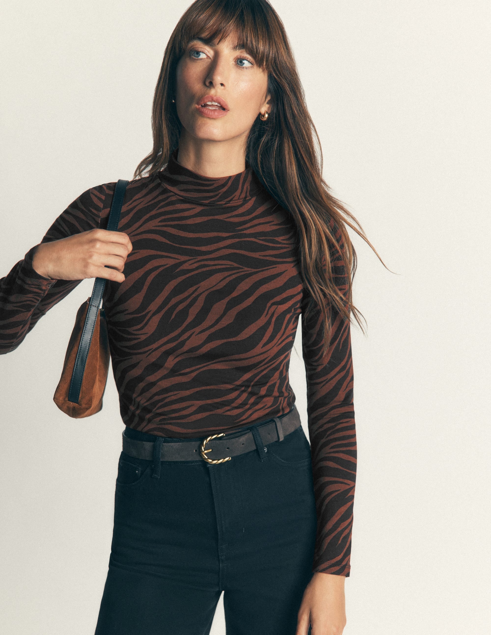 High Neck Jersey Top Potting Soil Zebra Swirl - front