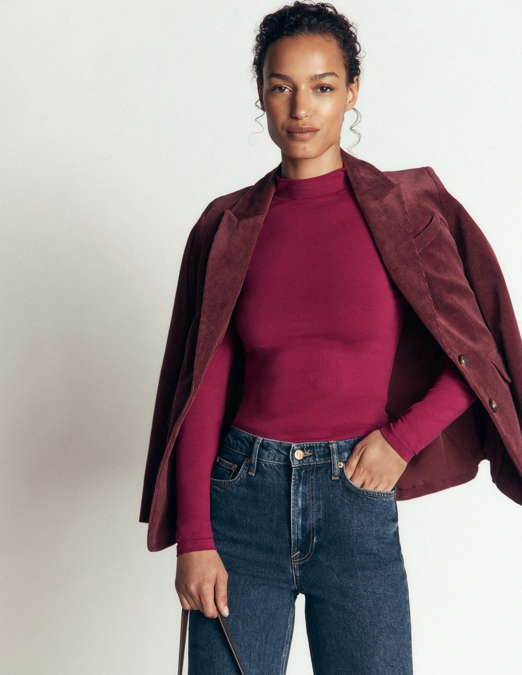 High Neck Jersey Top Beet Red - front