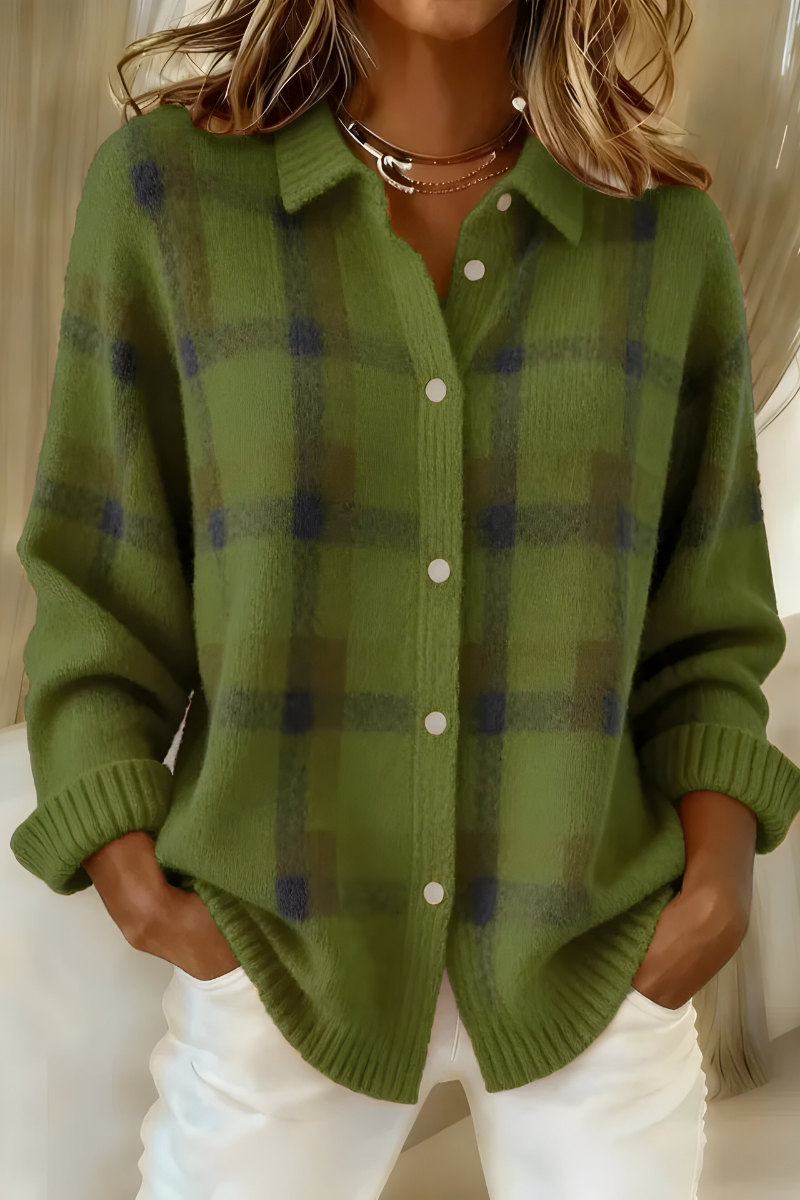 Ruitprint shirtjas groen