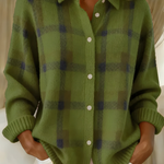Ruitprint shirtjas groen