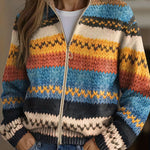 Cardigan met rits en strepen
