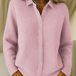 Getextureerde knoopcardigan roze