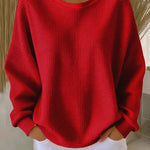 Wafeltrui met crewneck rood