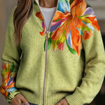 Cardigan met rits en tropische bloemenprint