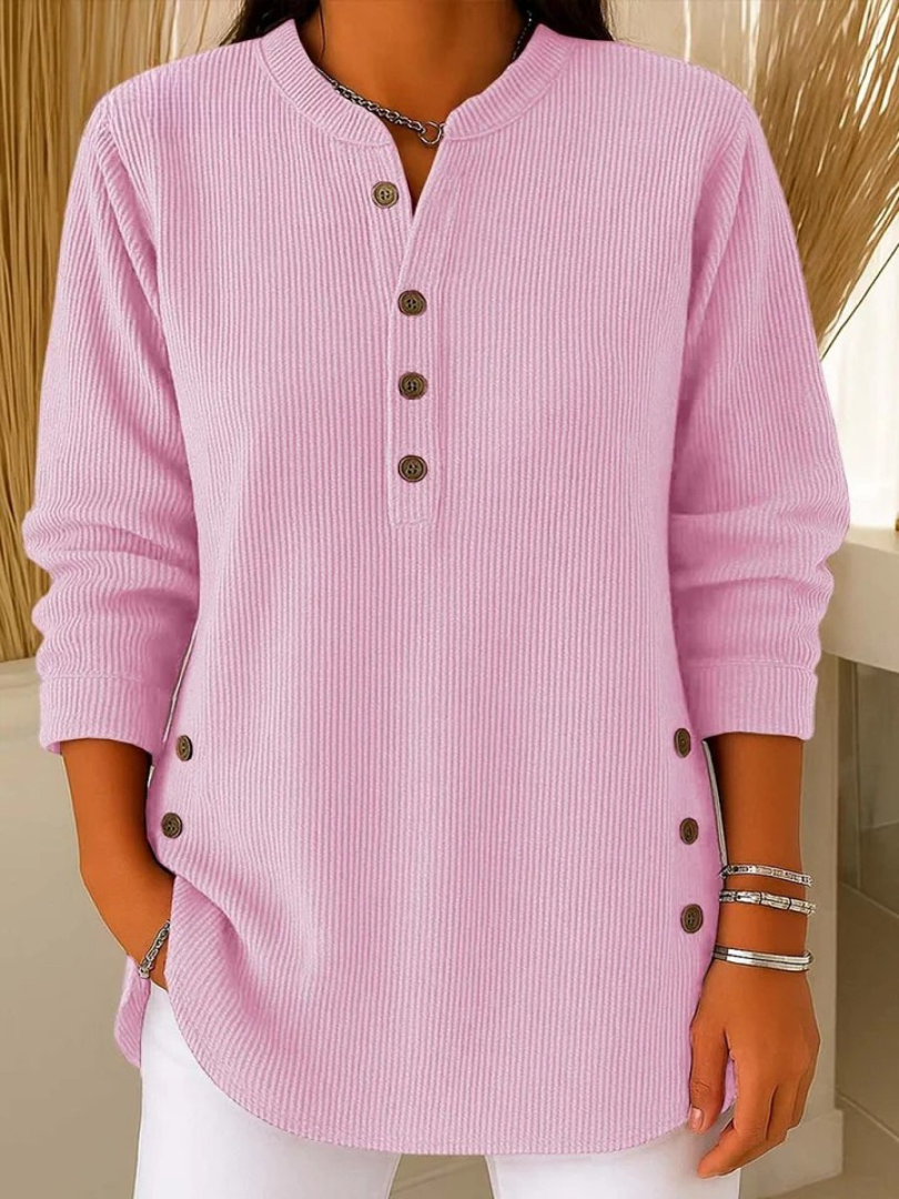 Roze henley tuniek met knopen