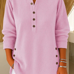 Roze henley tuniek met knopen