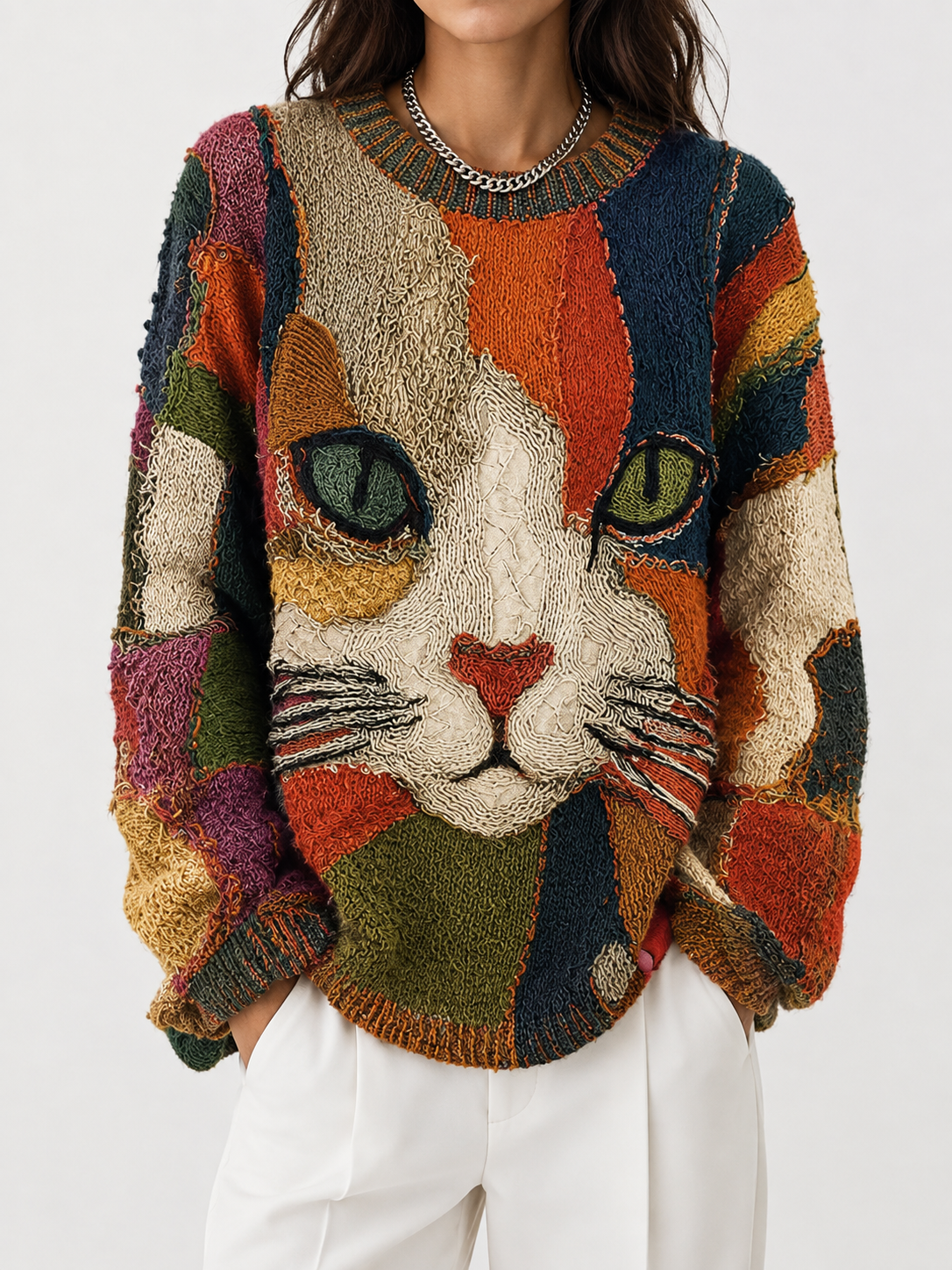 Top met kunstzinnige kattenprint