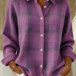 Ruitprint shirtjas paars