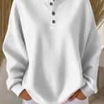 Wafeltrui met henley-hals wit
