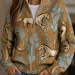 Cardigan met rits en woestijnprint