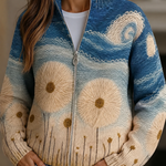 Cardigan met rits en paardenbloemprint