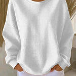 Wafeltrui met crewneck wit
