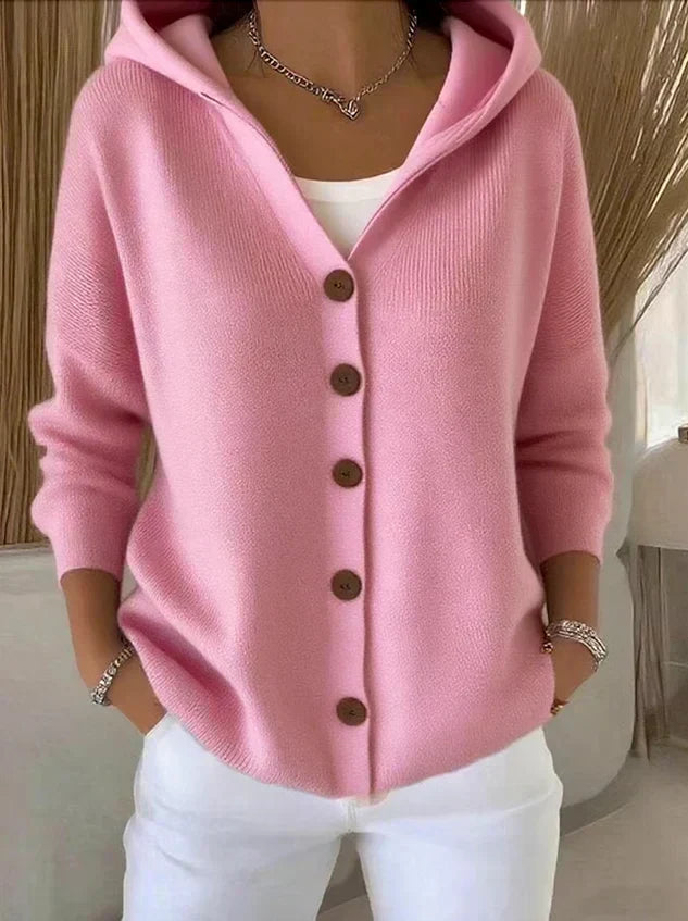 A-lijn cardigan met kap roze