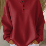 Wafeltrui met henley-hals rood