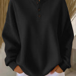 Wafeltrui met henley-hals zwart