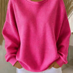 Wafeltrui met crewneck fuchsia
