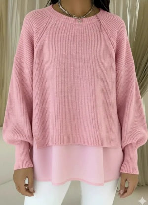 Roze gelaagde trui
