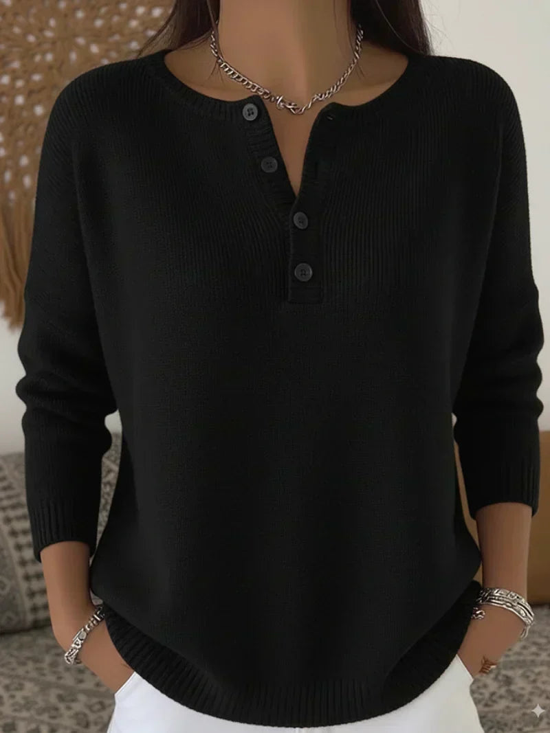 Henley knooptrui zwart