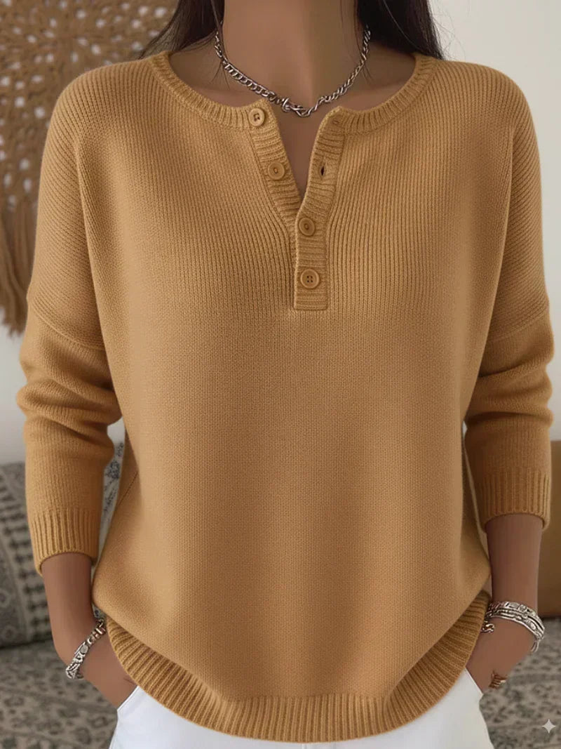 Henley knooptrui kameel
