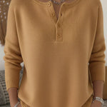 Henley knooptrui kameel