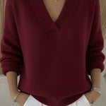 Relaxte V-hals trui rood