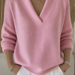 Roze relaxte V-hals trui