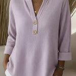 Wafeltrui met henley-detail lila