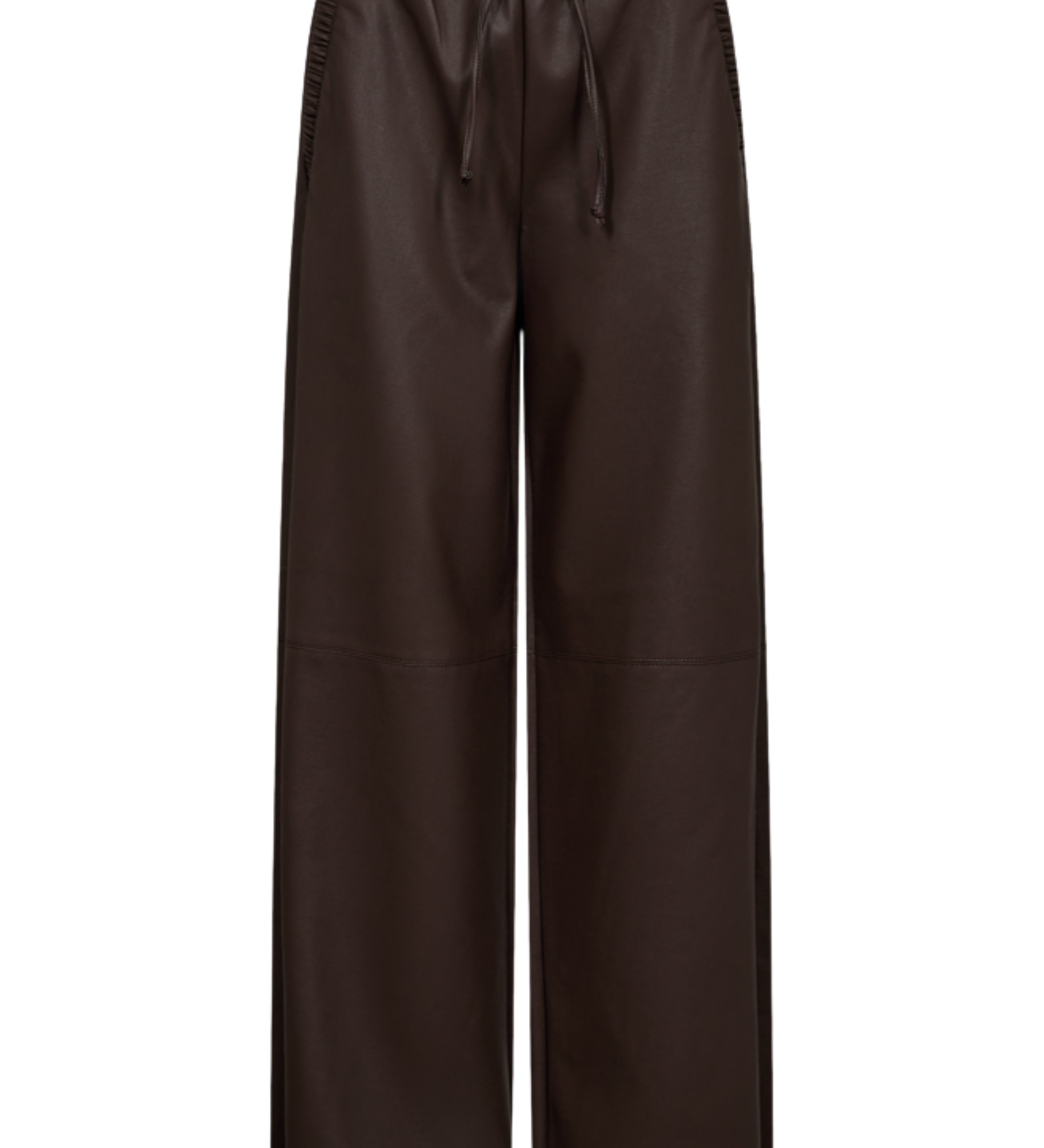 Wide-leg broek met leather look